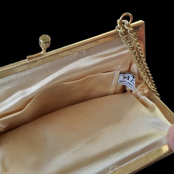 Vintage 60s MAGID Gold Glass Bead Evening Bag - Picture 4 of 5